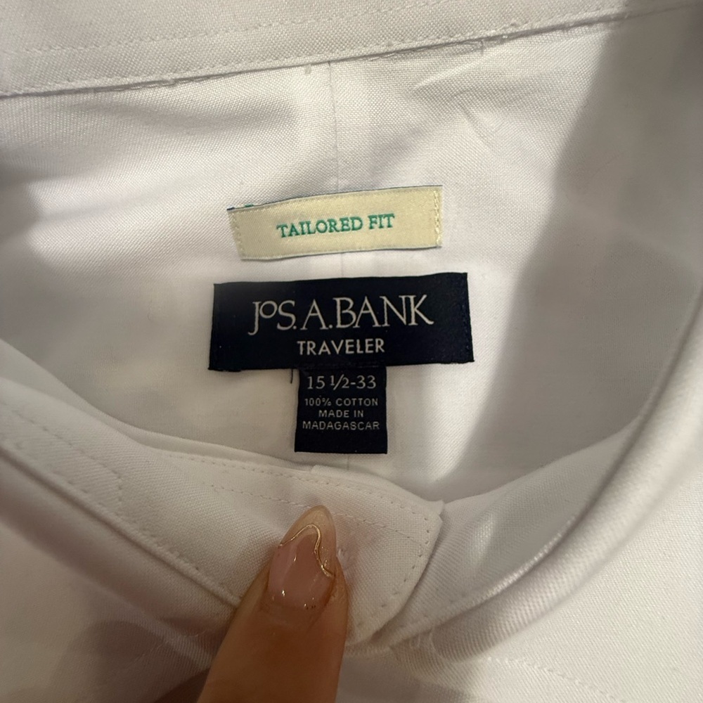 Jos. A. Bank Tailored Fit White 100% Cotton Dress Shirt Size 15.5-33 - Picture 6 of 8